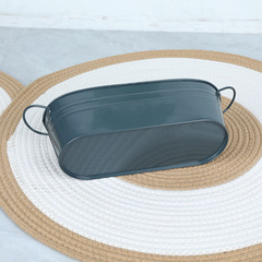 廠家批發 橢圓形花盆鐵藝花器美式創意復古花盆插花盆栽多肉鐵盆