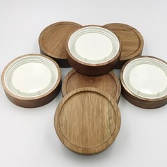 多種のアカシアの木の螺旋の口の蓋のガラスの貯蔵物の陶磁器の缶の木の蓋は酒のコーヒーのお茶のドライフルーツを入れて木の蓋を密封します。