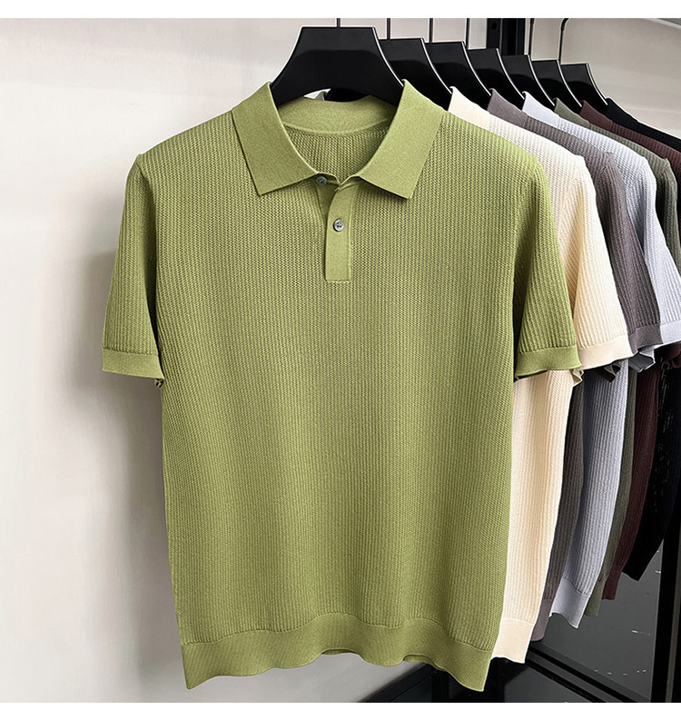 Men's High End Modal Breathable Cooling Collar Polo Shirt New Summer Short Sleeve Knitted T-Shirt Comfortable Fashion Top_viptrois.com