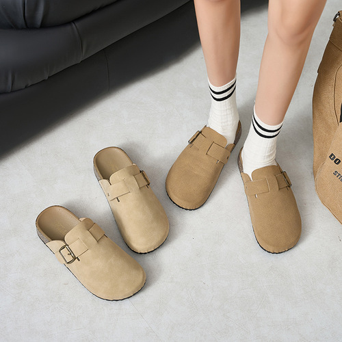 Birken shoes, platform soles, women's spring and autumn new style, semi-drag, and slip-on shoes, women's Birken shoes, retro