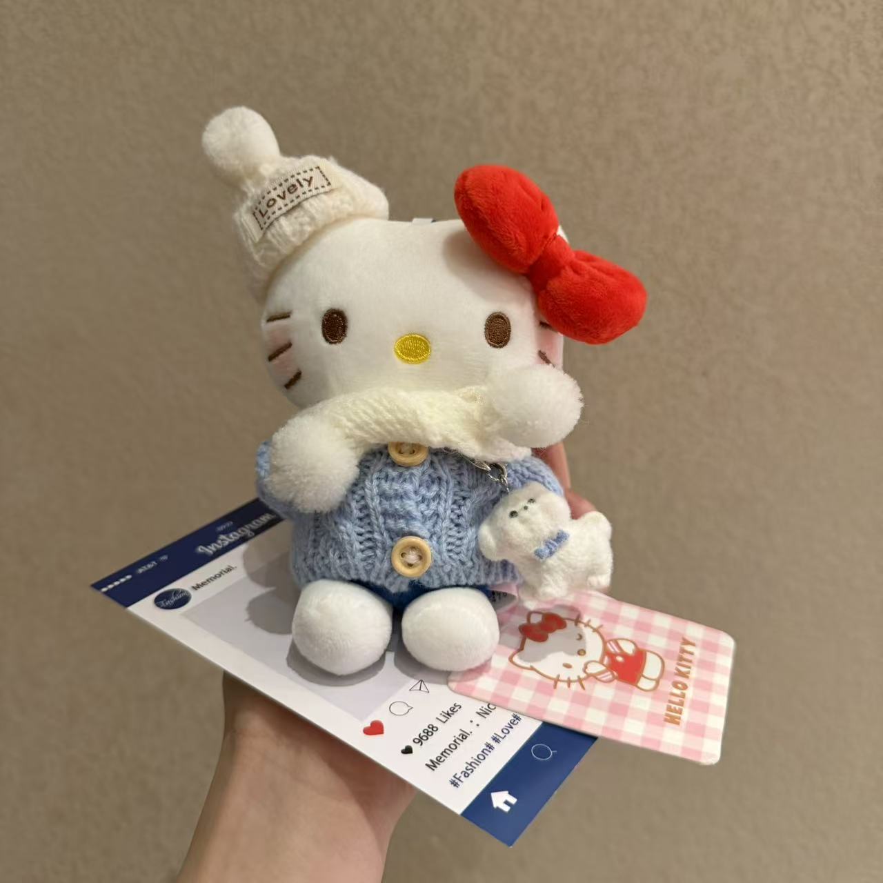 Genuino clásico KT Hello Kitty mochila bolso colgante dibujos animados lindo hellokitty llavero muñeca de felpa mujer