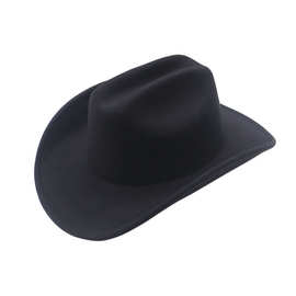 新款牛仔礼帽欧美朋克风大沿帽子男女士炫酷骑马帽西部牛仔卷檐帽