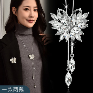 Factory direct autumn and winter high-grade crystal butterfly sweater chain temperament Joker a long tassel necklace luxury