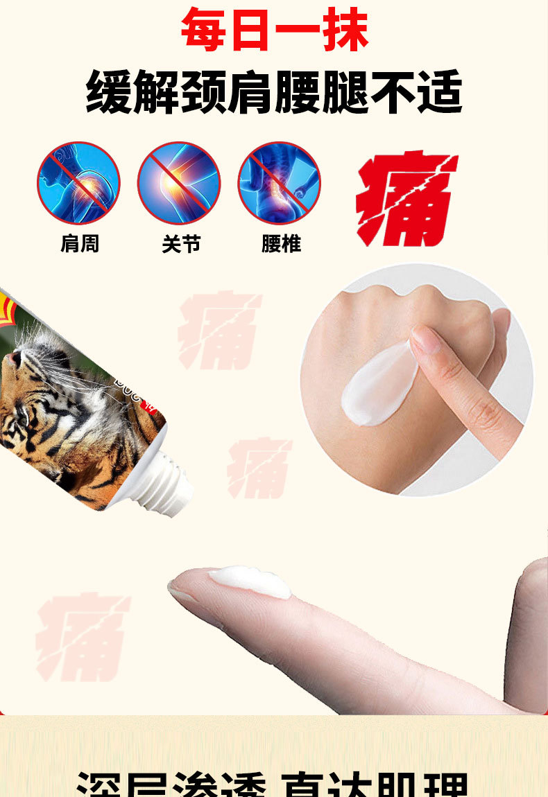 Tiger Bone Meridian Pain Relief Cream External Analgesic Ointment for Neck Shoulder Waist Joints 20g in use