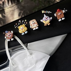 クッキーパンドーナツ車載フック貼り付け前列カー用品収納可愛い多功あんぱんシミ