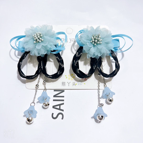Hair band, blue small bell, flowered