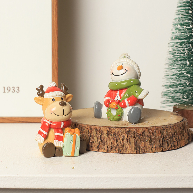 Cruz-Frontera de dibujos animados árbol de Navidad resina decoración creativa hogar sala de estar decoración de Santa Claus muñeco de nieve regalo de los alces