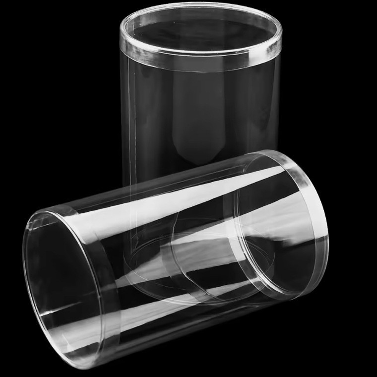 PVC桶状包装盒塑料透明打包盒PET卷边圆筒吸塑盖定制