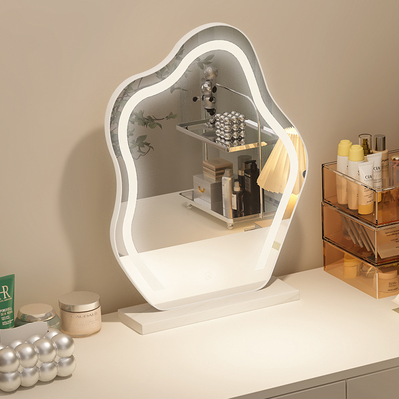 Espejo de maquillaje de escritorio con lujo nuevo LED inteligente dormitorio principal espejo de梳妆台 mayorista