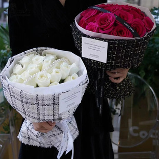 Houndstooth Chanel-Style Fabric 1.5m Rose Bouquet Art Flower Shop Fresh Flower Packaging Mesh Fabric Flower Wrapping Mesh