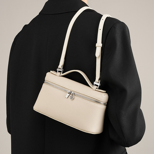 First layer cowhide lp19 lunch box bag genuine leather women's bag  new gigi same style hand box bag crossbody bag