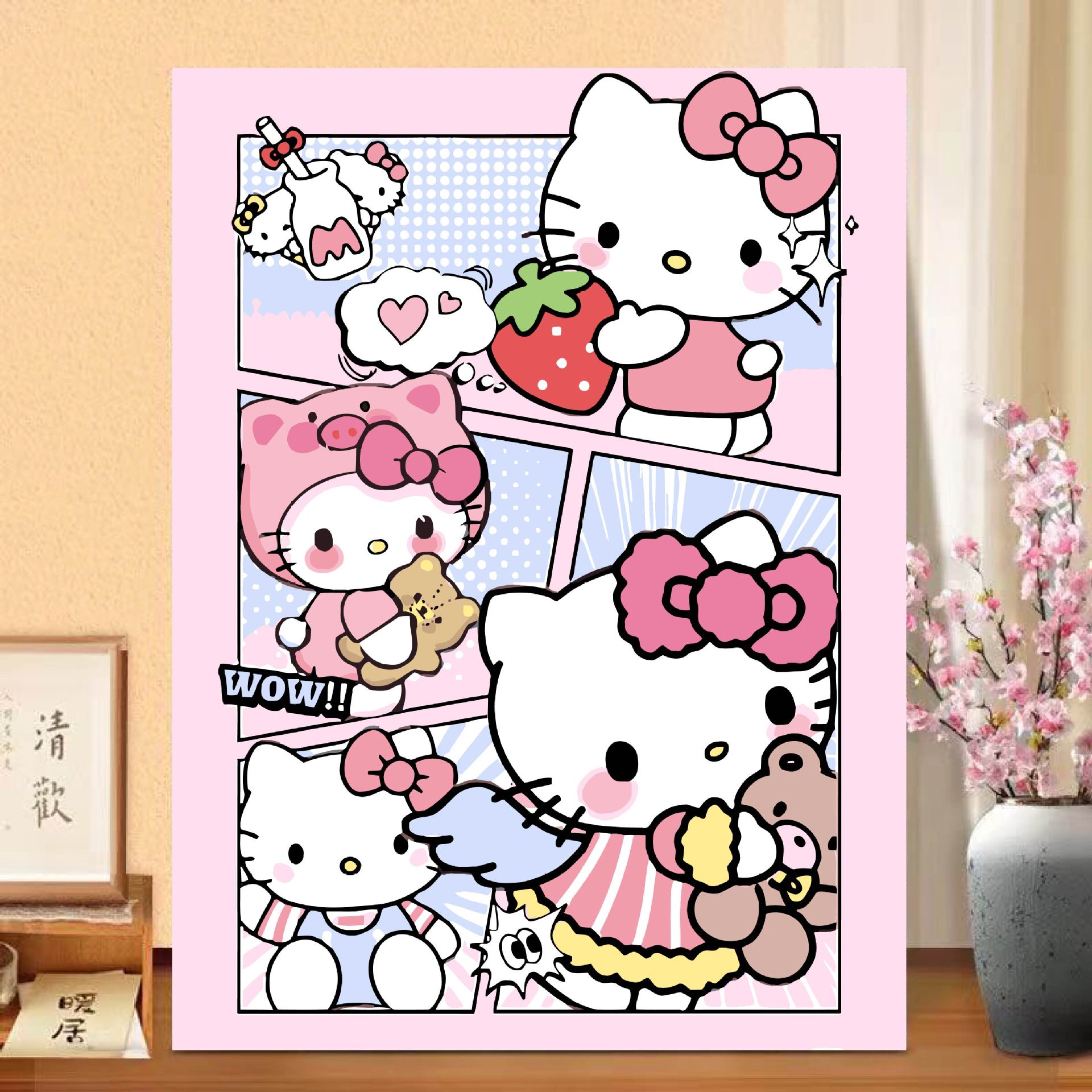 hellokitty pintura al óleo digital de alto valor de color hecha a mano di relleno de relleno de color meditación pintura de descompresión pintura al óleo pintada a mano