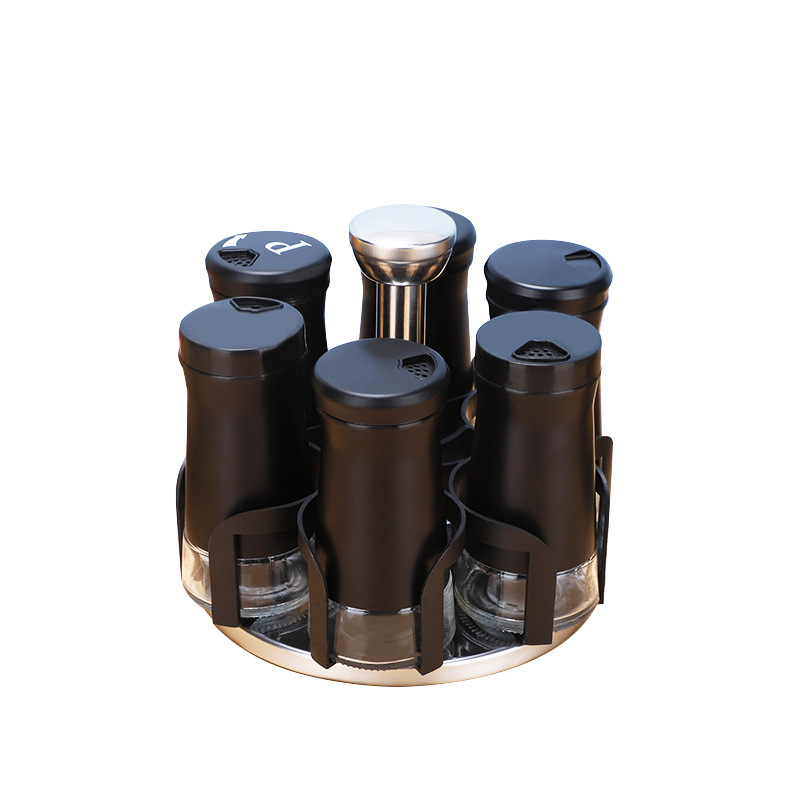 Cocina de acero inoxidable botella de condimento multifunción faro estante giratorio barbacoa condimento tarro comino botella traje al por mayor