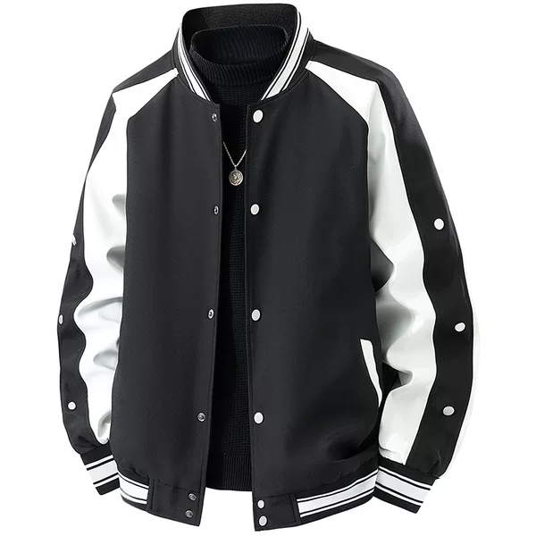 Contrast Color Jacket for Men, American High Street Style, Retro, High-End, Couple's Sporty, Versatile, Loose, Comfortable, Windproof for Commuting