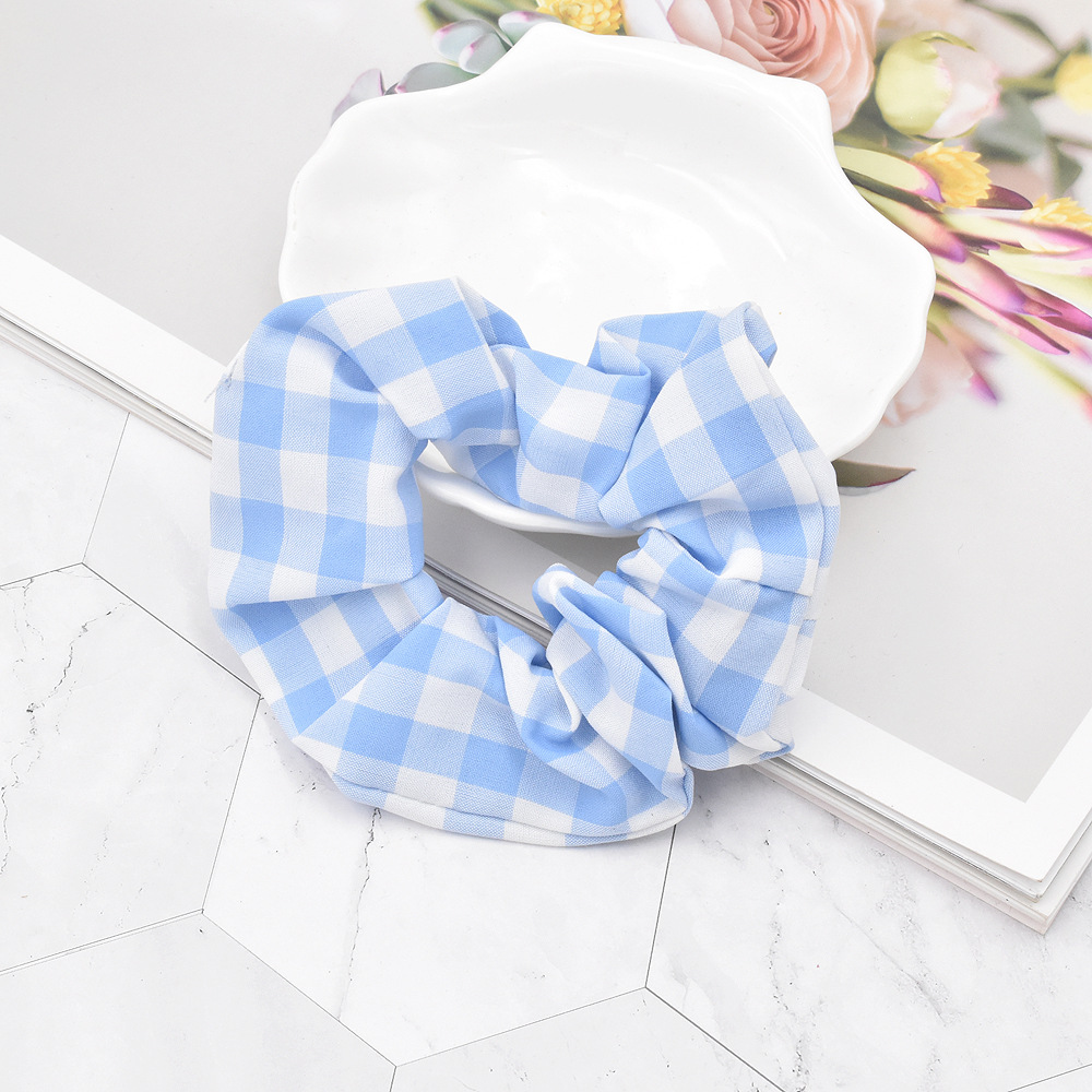 Retro Color Matching Plaid Fabric Hair Scrunchies display picture 2