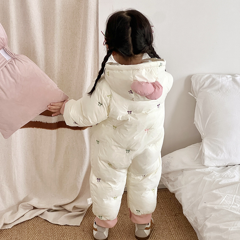 2024 새로운 겨울  면 패딩 재킷 점프 수트 겨울 의류  소녀 겨울 두꺼운 등반 의류  겨울 의상