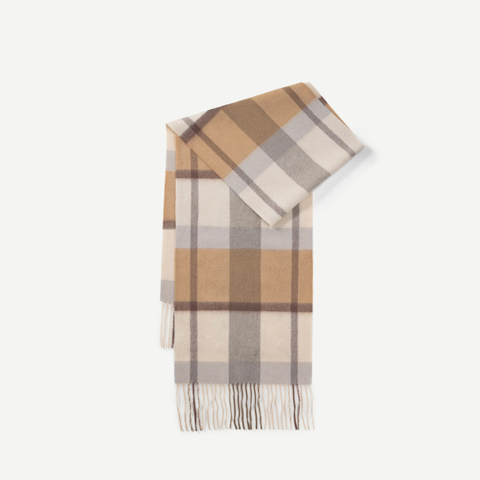 Nuevo estilo europeo y americano 100% bufanda de lana para mujer otoño e invierno chal a cuadros de alta calidad bufanda de borla simple salvaje al por mayor