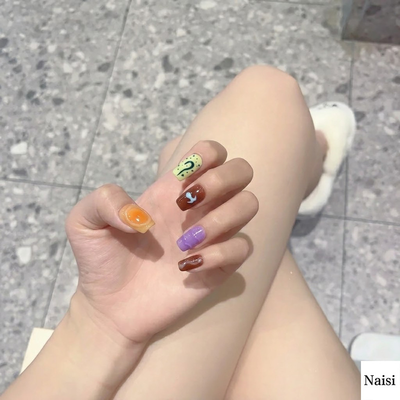Ultra-Short Ladder-Shaped Pre-Made Nails, Cute Dopamine Wearable Nails, Niche Blush Gradient High-End Art Nail Stickers Ins