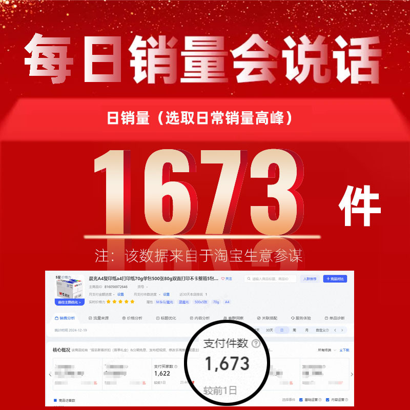 晨光A4复印纸a4打印纸70g单包500张80g双面打印不卡整箱5包2500张|undefined