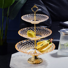 现代简约多层水果盘家用创意欧式糖果篮架客厅零食盆大号塑料煜滨