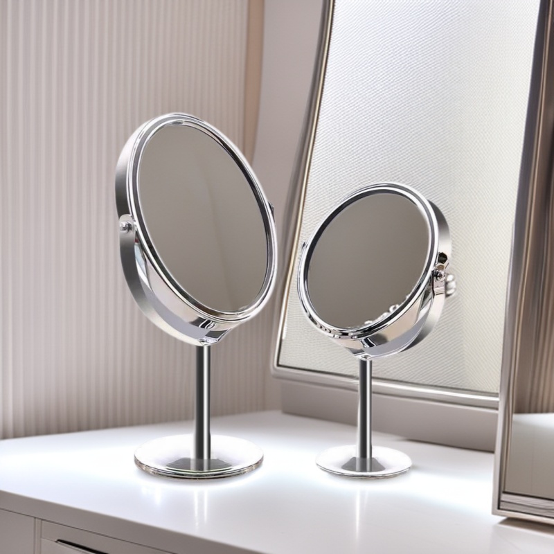 Espejo de maquillaje de escritorio puede girar lupa espejo de doble cara espejo de maquillaje espejo de almacenamiento para el hogar