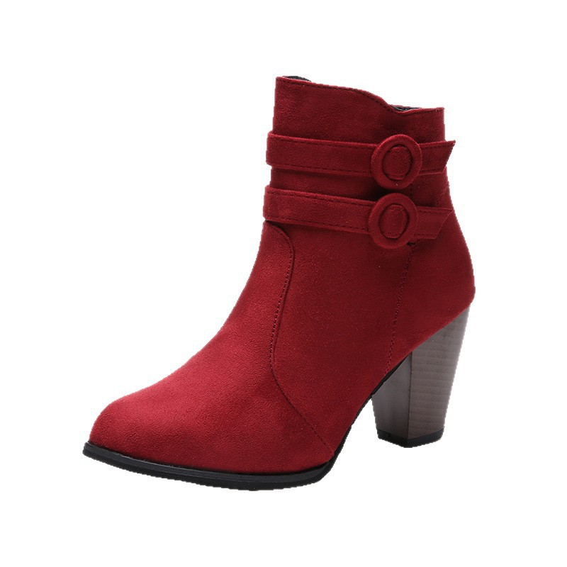 Botines martin de ante para mujer con tacón ancho y hebilla_voghion.com