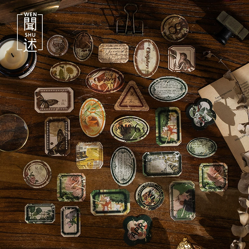 Вэнь Шо серии времени наклейки в штучной упаковке ретро-искусство DIY ручной счет материал наклейки для этикеток 40 6