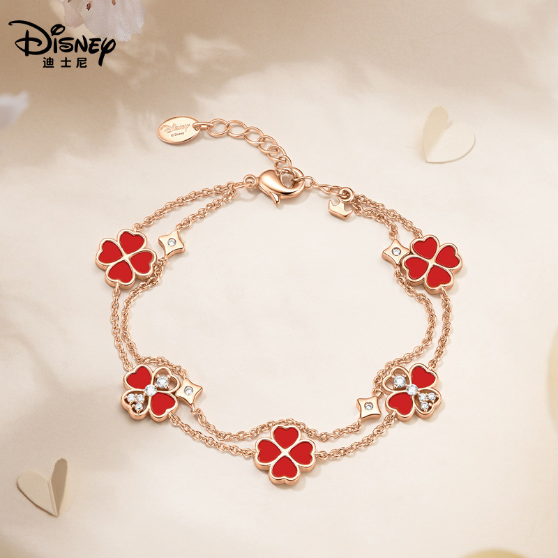 Disney Four-Leaf Clover Bracelet for Women 2026 New Model Light Luxury Niche Exquisite High-End Birthday Gift for Girlfriend Disney Four-Leaf Clover Bracelet for Women 2026 New Model Light Luxury Niche Exquisite High-End Birthday Gift for Girlfriend