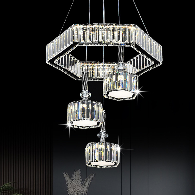 Light Luxury Crystal Chandelier, Living Room Main Light, Modern Minimalist Dining Room Light, Creative Stainless Steel Circular Led Chandelier Wholesale Light Luxury Crystal Chandelier, Living Room Main Light, Modern Minimalist Dining Room Light, Creative Stainless Steel Circular Led Chandelier Wholesale