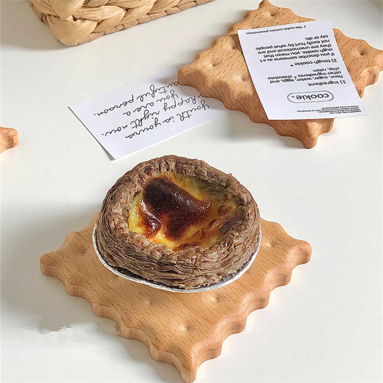 Beech galleta forma café posavasos cuadrado Haya taza de agua decoración de madera maciza almohadilla aislante té montaña
