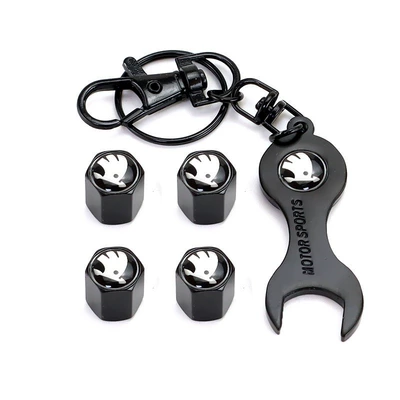 valve – Tire Valve Cap Personalized Valve - skoda-4-pack-black-model-wrench-keychain