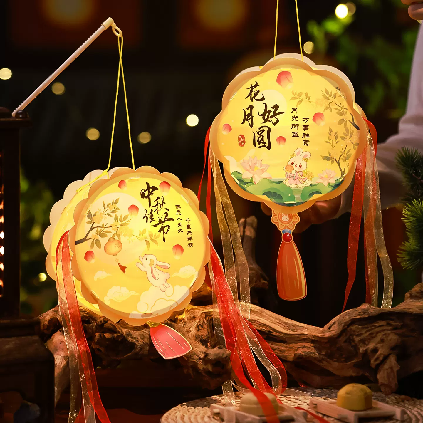 2026新款元宵节灯笼儿童手工diy古风汉服花灯幼儿园手提发光宫灯