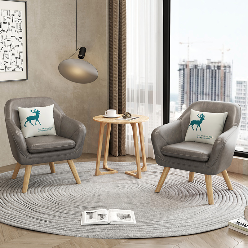Balcón moderno sofá perezoso silla de ocio para una persona pequeña mesa de té de hotel de oficina lujoso apartamento cómodo piel