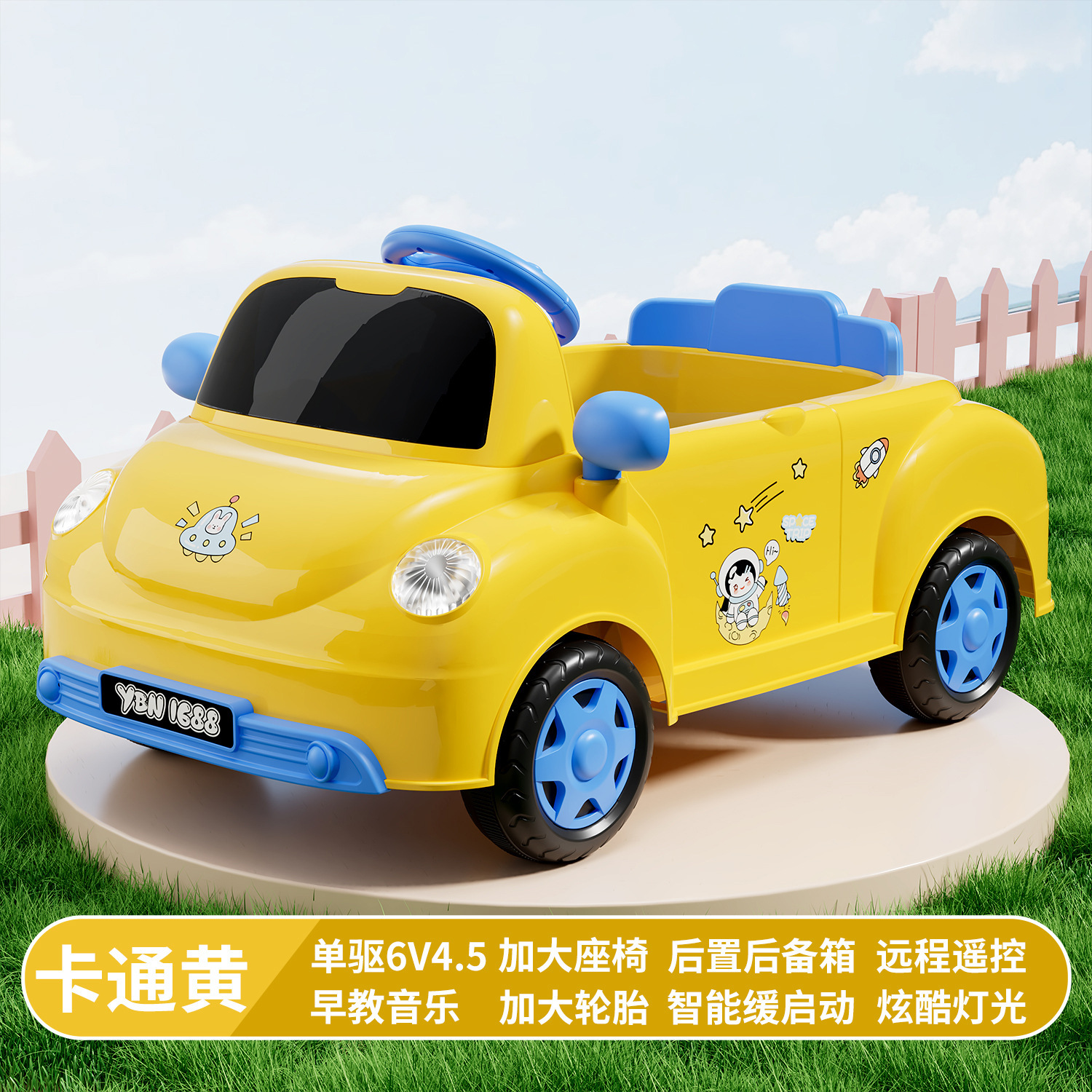 Coche eléctrico infantil muñeca escarabajo coche deportivo convertible cuatro ruedas control remoto coche de juguete para bebé puede sentarse con doble conducción
