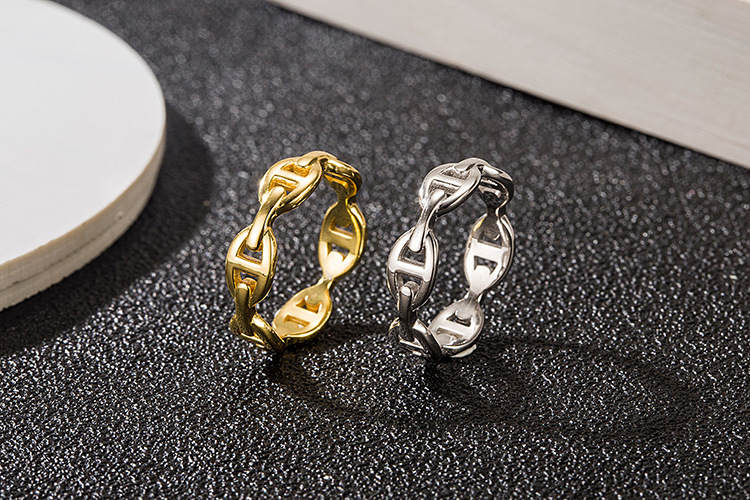 5g Weight Electroplating Gold Plating Process 1 Piece 925 Sterling Silver Geometric Rings