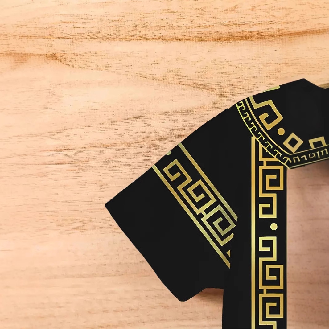 Camiseta de cuello redondo de manga corta transpirable de malla suelta de verano para hombre con estampado digital 3D con patrón de león dorado retro