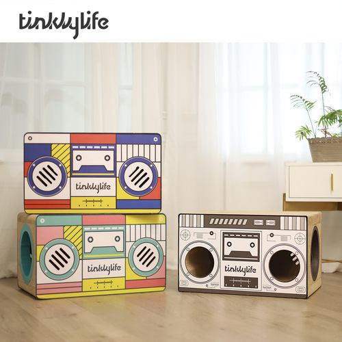 Tinklylife Collection Cat Scratching Board Corrugated Cat House Canned Fish Tram Radio Artist Donuts