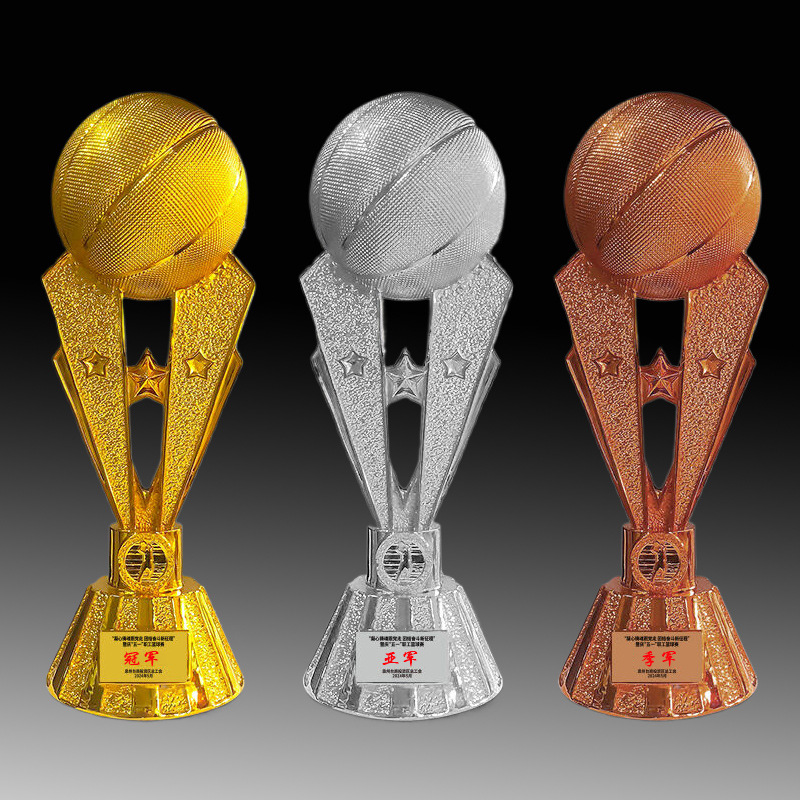 Trofeos de baloncesto gigantes, oro, plata, bronce, competencia deportiva MVP, premios creativos, trofeos de resina grabados al por mayor