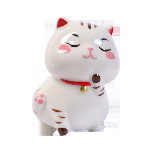Creative Ceramic Money Cat Home Decor, Japanese Cat Cute Plush, Healing Office Desk Accent