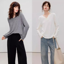 女士打底衫春秋长袖T恤慵懒风松弛感弹力百搭打底上衣内搭t恤女