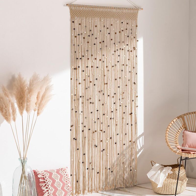 Cross-Border Finished Product: Nordic Handmade Woven Curtains with Tassel Decoration, Cotton Rope Tapestry, Woven Homestay Door Curtains Cross-Border Finished Product: Nordic Handmade Woven Curtains with Tassel Decoration, Cotton Rope Tapestry, Woven Homestay Door Curtains