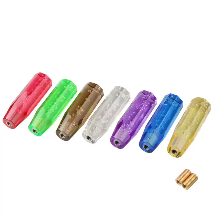 跨境批发汽车水晶排挡头亚克力带气泡八角平头棍头档换档手球通用