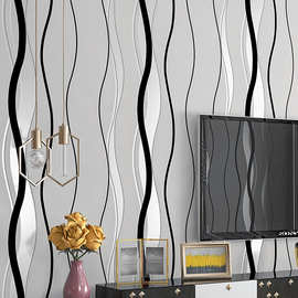 鹿皮绒壁纸北欧几何图形图案线条曲线简约竖条纹客厅电视背景墙纸