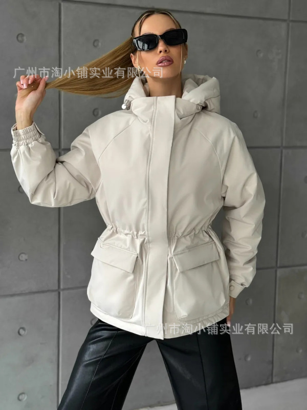 韩国洋气冬季新品简约大口袋设计感 休闲连帽 气质短款百搭服外穿|undefined