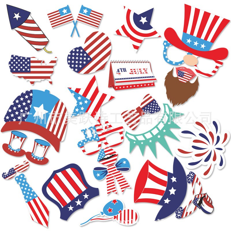 Nuevos productos Accesorios fotográficos de decoración del Día de la Independencia de EE. UU. 4 de julio Decoración de la fiesta del Día de la Independencia Artículos fotográficos divertidos