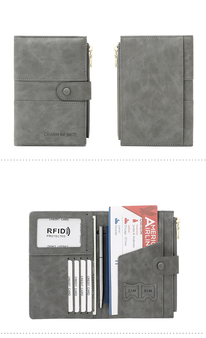 Nieuwe antidiefstalborstel RFID-paspoortclip met ritsgesp Paspoorthoes Documentclip Multifunctionele reispaspoorttas_voghion.com