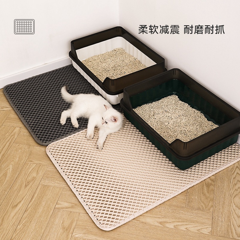 Alfombrilla de arena para gatos Filtro de doble capa anti-Out para gatos a prueba de salpicaduras Lavable gran control de arena gato alfombra de baño para gatos Cuenca