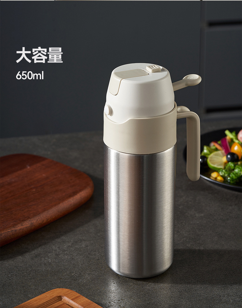 316 Edelstahl-Ölkanne, Lebensmittelqualität, 2-in-1-Sprühölflasche mit Ausgießer für die Küche, großes Fassungsvermögen, Würzflasche