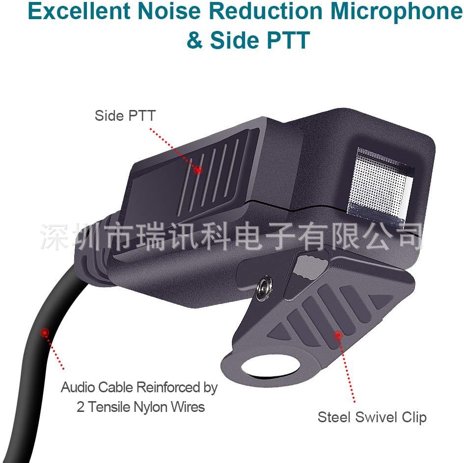 무전기 헤드폰에 적합 긴 대형 클립 PTT 공기 덕트 TK 헤드 바늘 KENWOOD BAOFENG TYT QUANSHENG