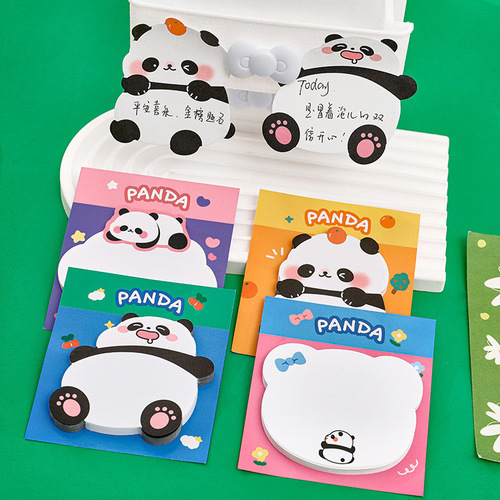 Cartoon Unusual Little Panda Sticky Notes Cute Girl Heart Message Notebook High-Quality Adhesive Journal Book
